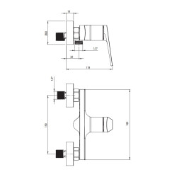 Elegancka Bateria Ścienna IVO z Mosiądzu, Chromowana z Mieszaczem, Do Łazienki