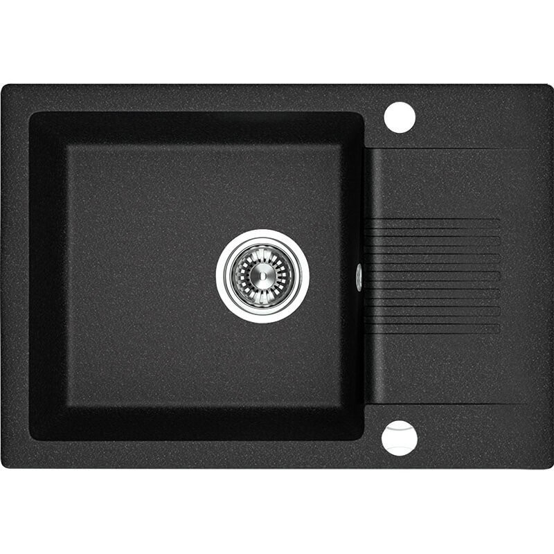 Wytrzymały zlew granitowy CELIA 1-komorowy, czarny, 440x650mm - elegancja i funkcjonalność