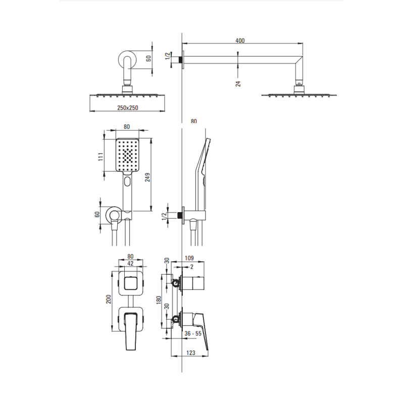 Titanowy Zestaw Prysznicowy podtynkowy BLUR: Elegancja i nowoczesny design!