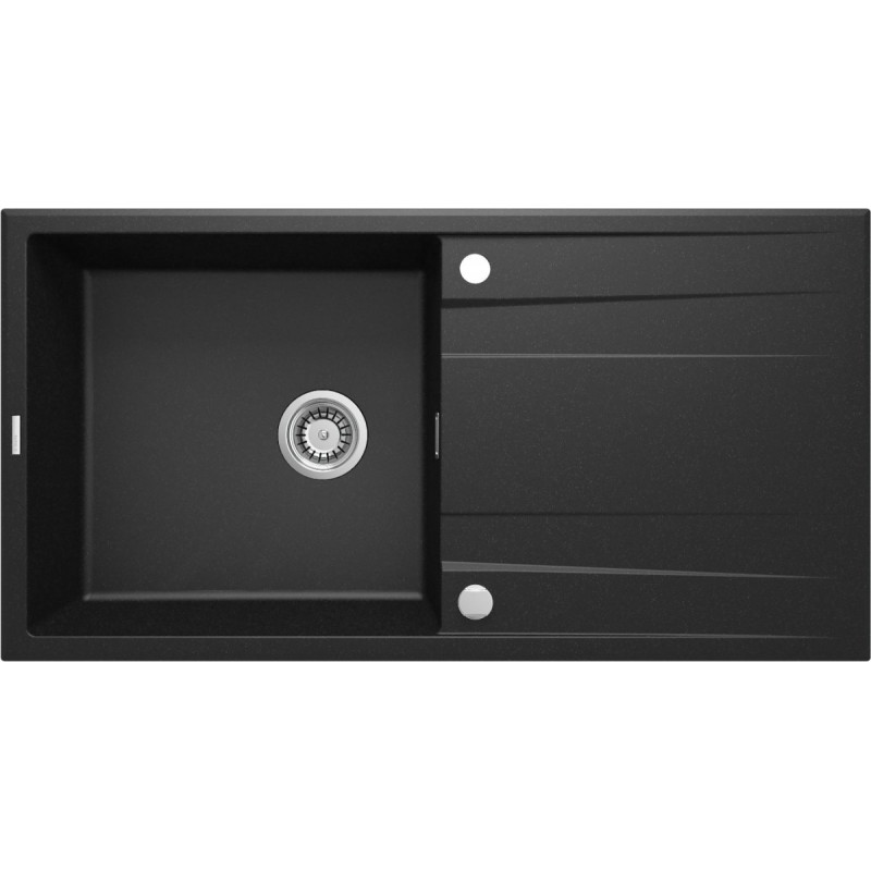 Zlewozmywak granitowy Eridan, 1-komorowy z ociekaczem, grafit-metalik 100x52 cm