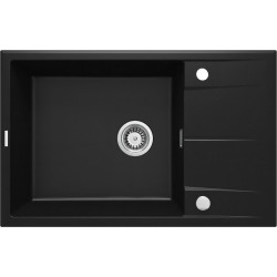 Elegancki Zlewozmywak Granitowy Eridan 1-komorowy z Krótkim Ociekaczem Czarny 76x46 cm