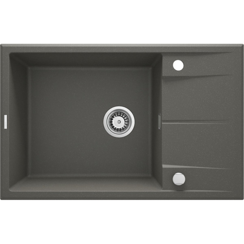 Stylowy Zlewozmywak Granitowy Eridan 1-komorowy z Ociekaczem 76x46 cm w Kolorze Antracyt - ZQE_T11B