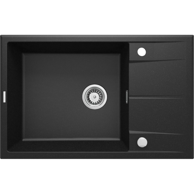 Granitowy Zlewozmywak Eridan 1-komorowy z Ociekaczem, 76x46 cm, Grafitowy Metalik