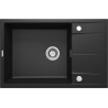 Granitowy Zlewozmywak Eridan 1-komorowy z Ociekaczem, 76x46 cm, Grafitowy Metalik