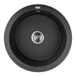 Zlewozmywak z granitu Dafne: stylowy, odporny, okrągły, czarny - do szafki od 50 cm!