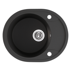 Czarny zlewozmywak granitowy DAFNE 1-komorowy - styl, trwałość, funkcjonalność!