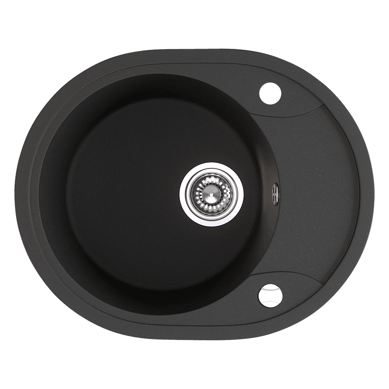 Czarny zlewozmywak granitowy DAFNE 1-komorowy - styl, trwałość, funkcjonalność!