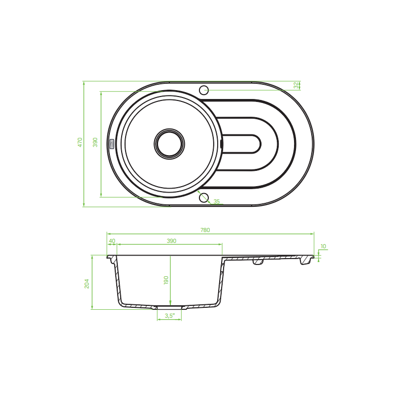 Granitowy Zlewozmywak Dafne Szary 1-komorowy 47x78 cm - Elegancja & Wytrzymałość!