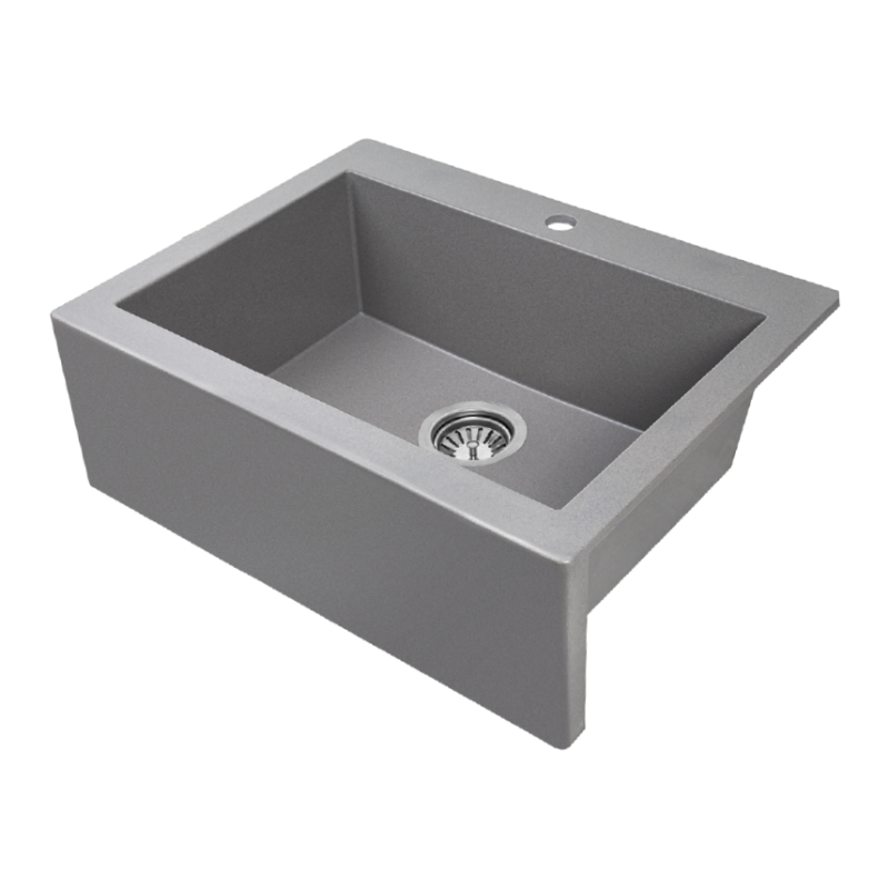 Granitowy Zlewozmywak "Komodo" Szary 1-komorowy 490x580mm - Odporny i Stylowy!