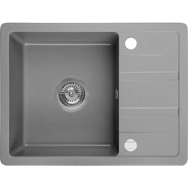 Stella Szary Zlewozmywak Granitowy 1-komorowy 440x580 z Syfonem i Odwracalnym Montażem