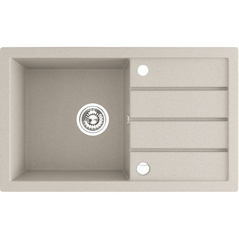 Granitowy Zlewozmywak 1-komorowy Trzynastka 480x790 mm z Automatycznym Odpływem - Beżowy Elegancki