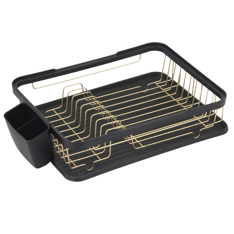Elegancka Suszarka do Naczyń - Stylowe Czarnych/Złote Wykończenie