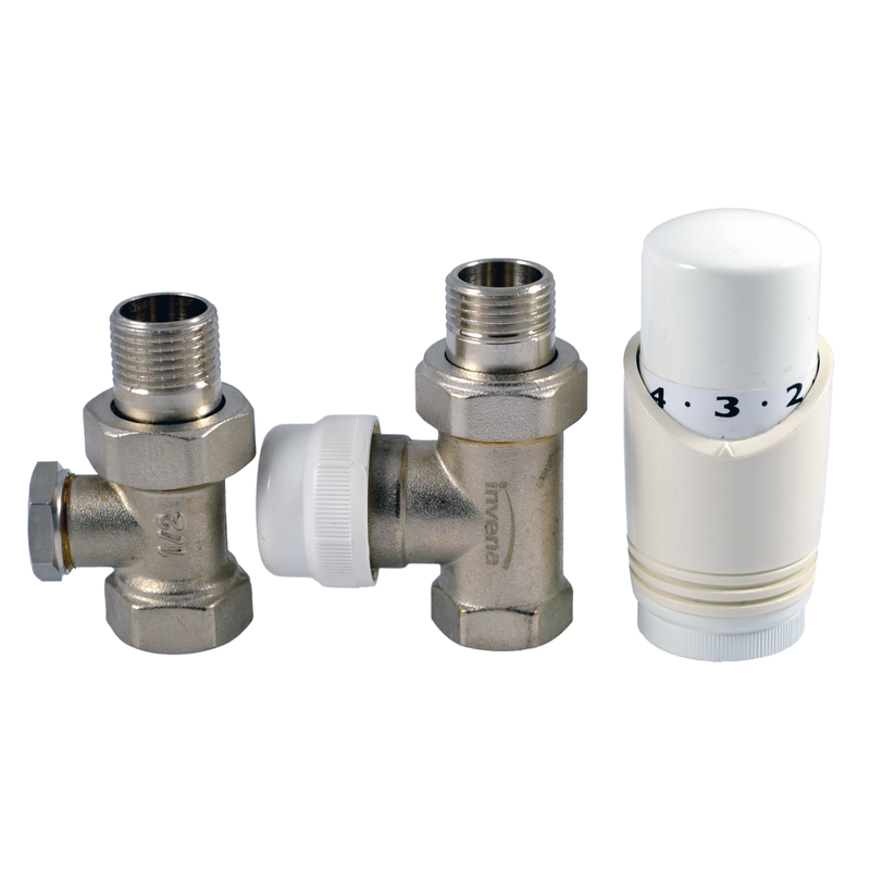 Zestaw termostatyczny prosty: elegancka głowica w bieli dla perfekcyjnej kontroli temperatury