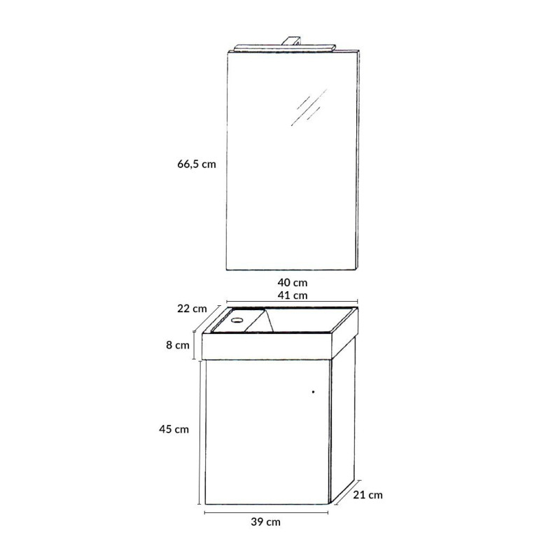 Komplet Łazienkowy Georgy 40cm: Szafka, Umywalka, Lustro z LED dla Nowoczesnego Wnętrza