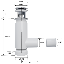 Innowacyjny syfon umywalkowy Click-Clack, czyszczony od góry - Prevex Easy Clean