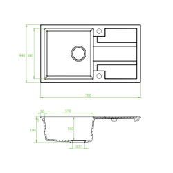 Zlewozmywak Granitowy Barbados 1-komorowy 44x76 cm Beżowy – Odporność i Elegancja w Twojej Kuchni