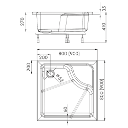 Komfortowy Brodzik 90x90x41 Doris - Twój Prywatny Spa w Łazience!