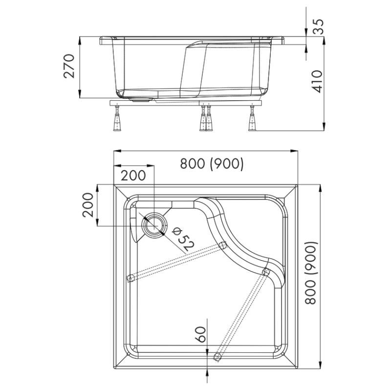 Komfortowy Brodzik 90x90x41 Doris - Twój Prywatny Spa w Łazience!