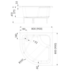 Elegancki Brodzik Półokrągły Doris 80x80x41 – Komfort i Styl w Twojej Łazience
