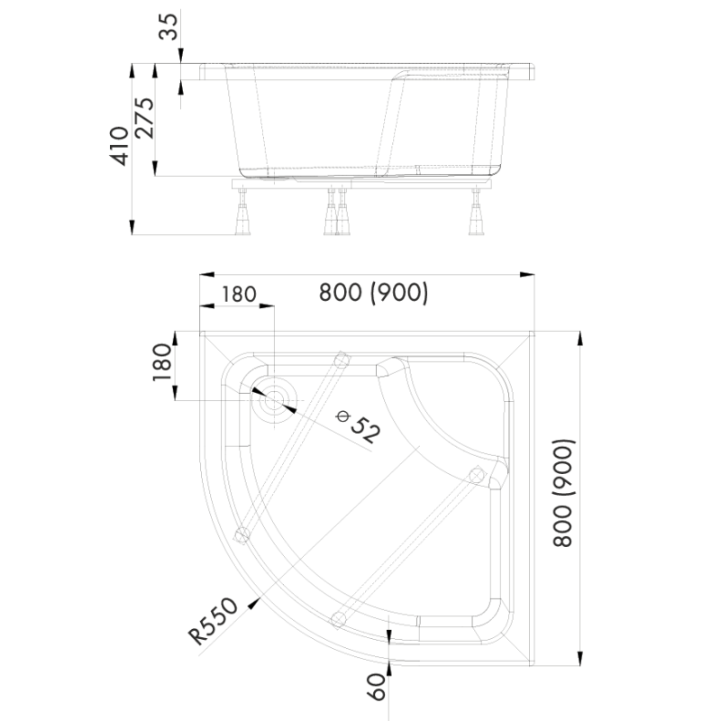 Elegancki Brodzik Półokrągły Doris 80x80x41 – Komfort i Styl w Twojej Łazience
