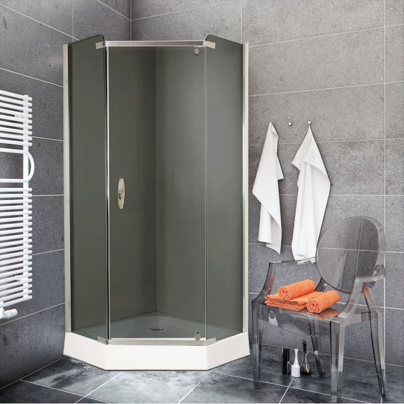 Elegancka Kabina Pentagonalna STYLIO 90 w Grafitowym Wykończeniu