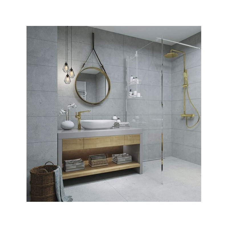 Złota Deszczownia Arnika z Baterią Mieszaczową NAC - Luksus w Nowoczesnej Łazience