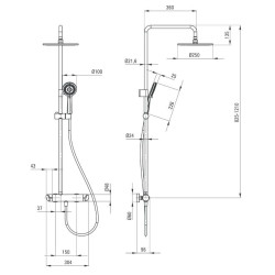 Złota Deszczownia Arnika z Baterią Mieszaczową NAC - Luksus w Nowoczesnej Łazience