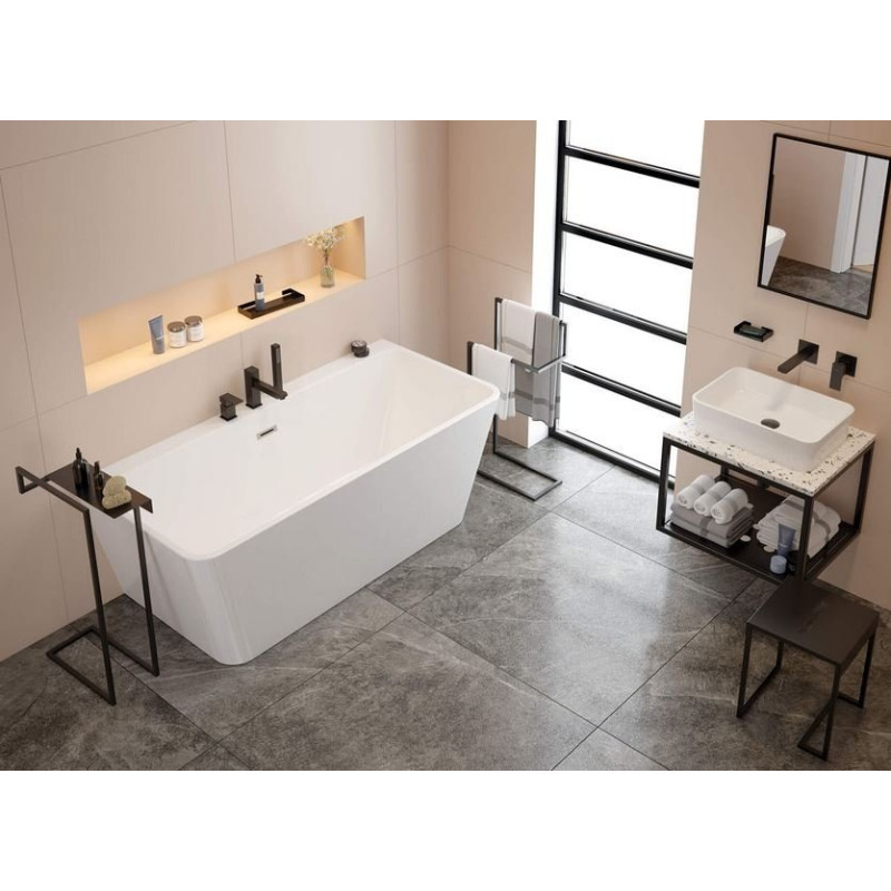 Elegancki taboret łazienkowy Mokko Nero - nowoczesny design, czarny styl ADM_N51T