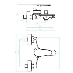 Kuchinox Fresno bateria wannowa ścienna chrom