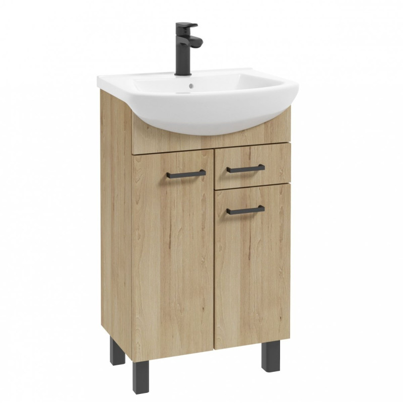 Luksusowa Szafka Łazienkowa NOVELTY D50 z Umywalką, Buk Truflowy – Elegancja i Funkcjonalność!