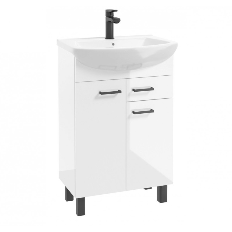 Elegancka Szafka z Umywalką NOVELTY D65 w Kolorze Biel 207-D-06507+1562