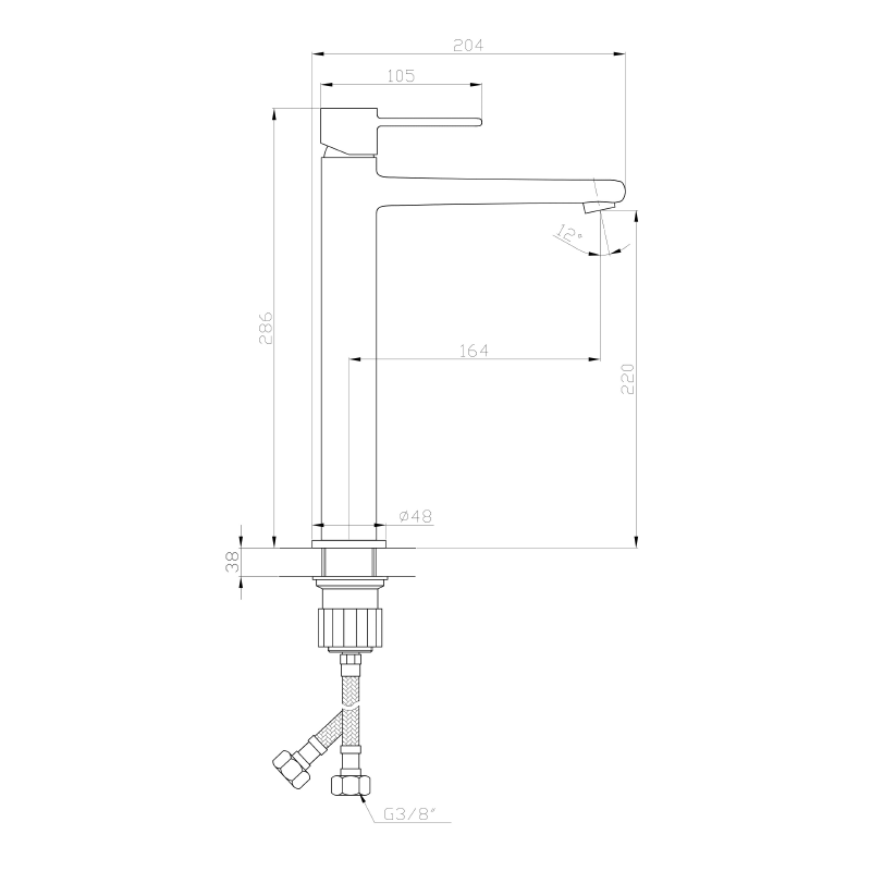 Invena Glamour: Elegancka Bateria Umywalkowa Wysoka, Chromowy Blask 28,6 cm