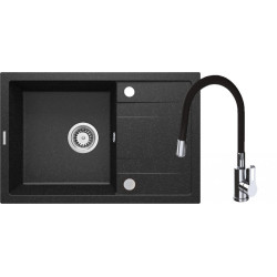 Nowoczesny zlewozmywak granitowy Corio 67x44 grafitowy + bateria! Idealny do kuchni!