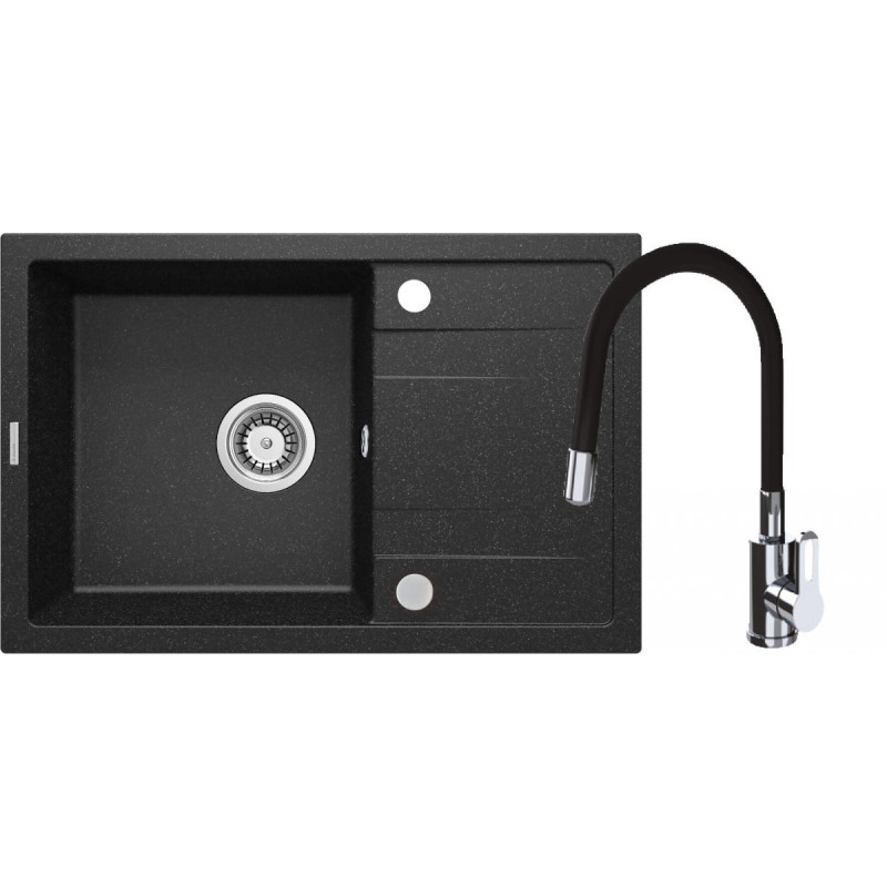 Nowoczesny zlewozmywak granitowy Corio 67x44 grafitowy + bateria! Idealny do kuchni!
