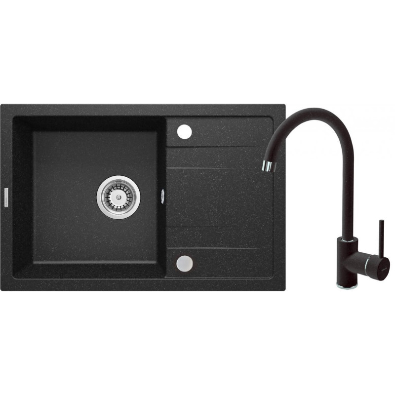 Nowoczesny zlewozmywak granitowy Corio z ociekaczem i baterią - idealny do każdej kuchni!