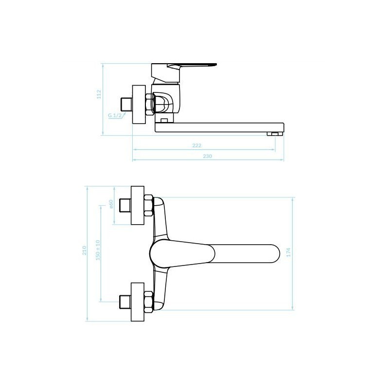 Kuchinox Fresno bateria umywalkowa ścienna chrom
