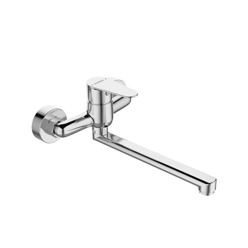 Elegancka Bateria Ścienna Fresno Chrom - Ruchomy Mieszacz Jednouchwytowy