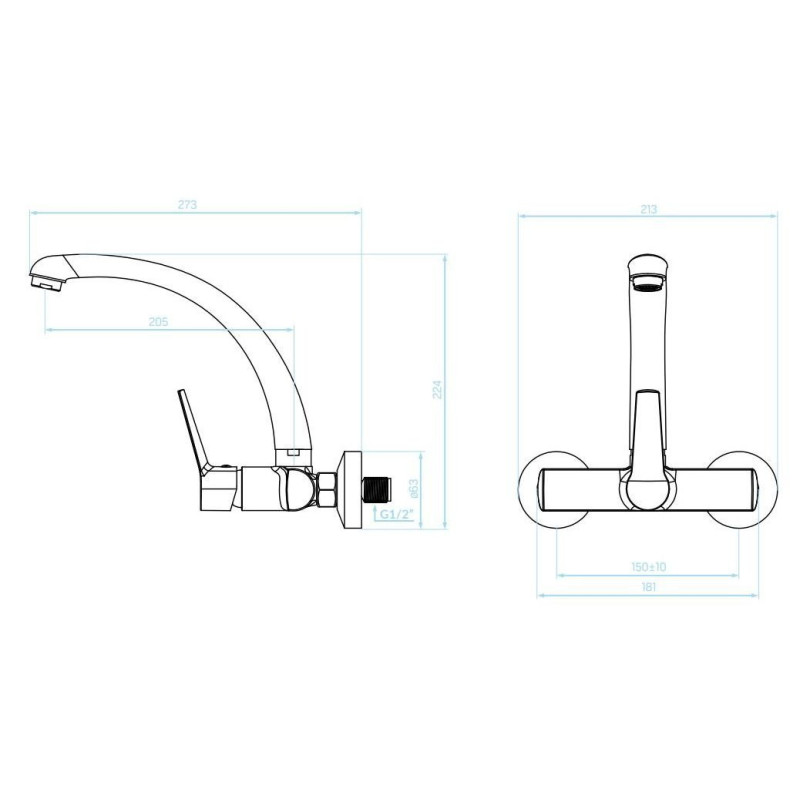 Vilava Chromowana Bateria Ścienna z Wylewką F - Jednouchwytowa, Ceramiczna Jakość