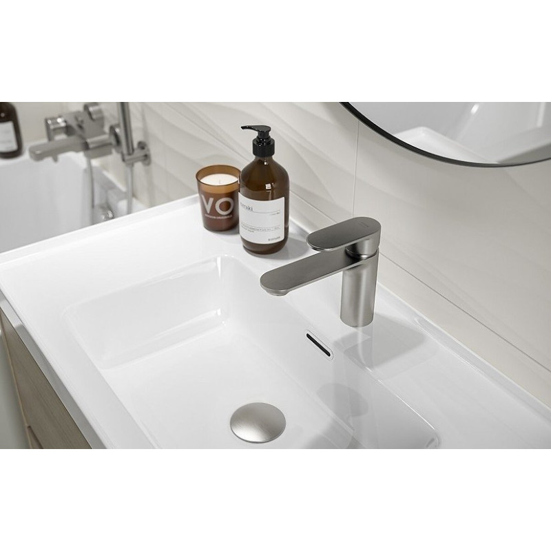 Elegancka niska bateria umywalkowa Crea nikiel – styl i funkcjonalność w jednym!