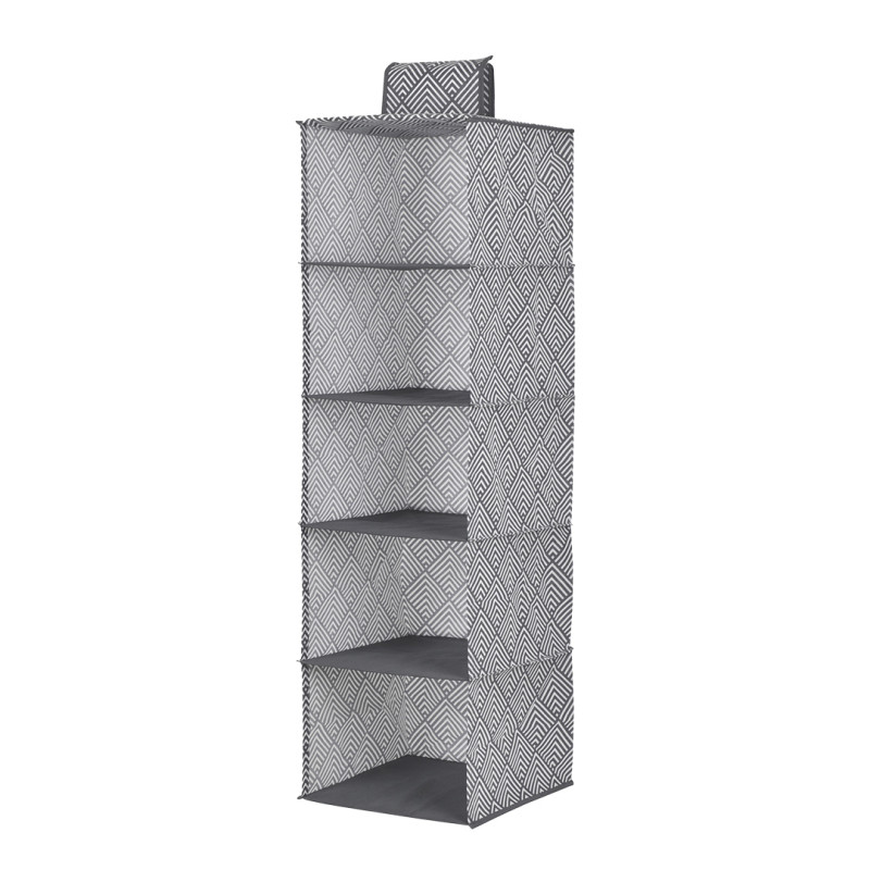 Organizator Wiszący Jamajka 5 Półek Składany Biało-Grafitowy - Praktyczne Rozwiązanie!