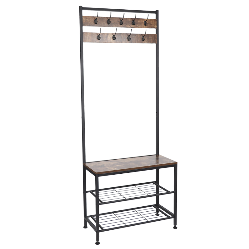 Stylowa garderoba Jacob ze stojakiem i półkami 2w1 - elegancja i funkcjonalność w czerni i brązie