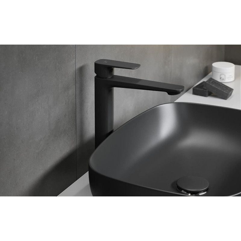 Stylowa Czarna Bateria Umywalkowa Larga Wysoka S951-391 - Elegancja w Twojej Łazience