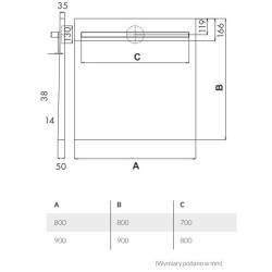 Idealny odpływ liniowy 90x90 cm Schedpol STAMP SLIM - nowoczesne rozwiązanie dla Twojej łazienki!