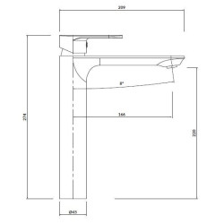 Nowoczesna wysoka bateria umywalkowa Crea w eleganckim niklu S951-335
