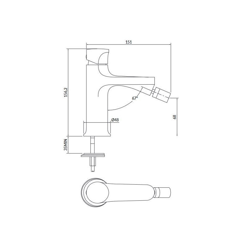 Elegancka Bateria Bidetowa Inverto Chrom z Dwiema Gałkami S951-318
