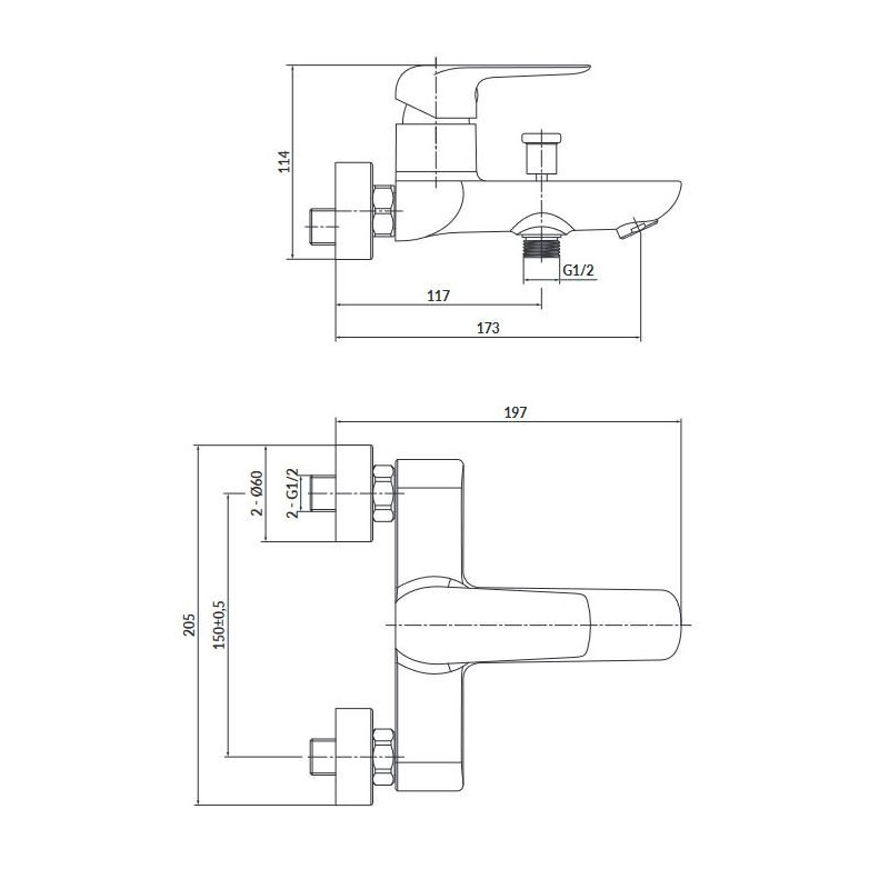 Elegancka bateria wannowa City w kolorze chrom - model S951-344