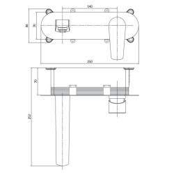 Elegancka bateria umywalkowa podtynkowa Moduo chrom z systemem podtynkowym
