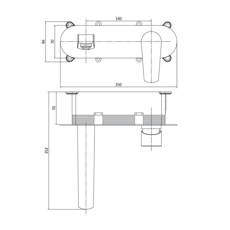 Elegancka bateria umywalkowa podtynkowa Moduo chrom z systemem podtynkowym