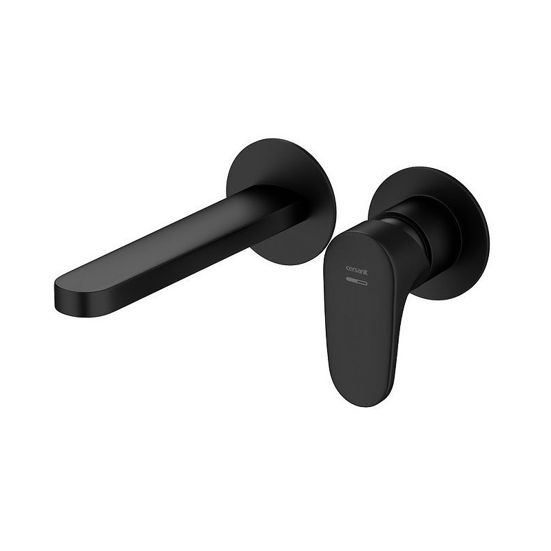 Inverto Premium: Czarna bateria umywalkowa podtynkowa z boksem i dwoma mieszaczami