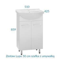 Nowoczesny zestaw Lupo 50 cm: stylowa szafka z umywalką dla eleganckiej łazienki